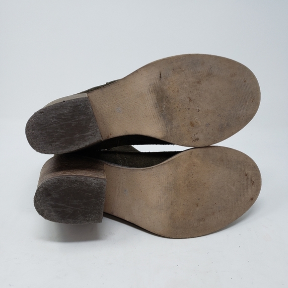 Rebels Cut Out Olive green suede Booties Block Heel size 37 - Picture 5 of 8